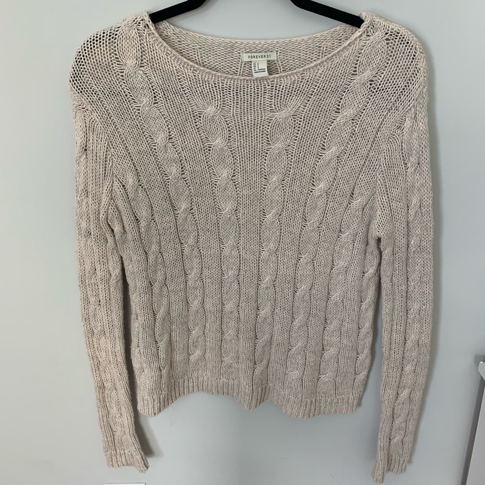 forever 21 cable knit tan sweater